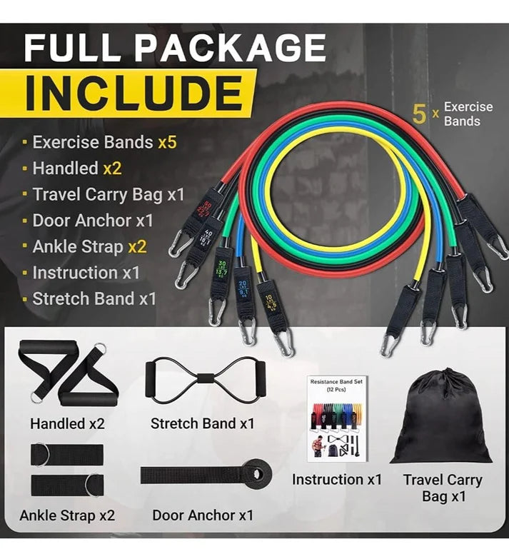 11 Pcs Resistance Band Set For Men & Women