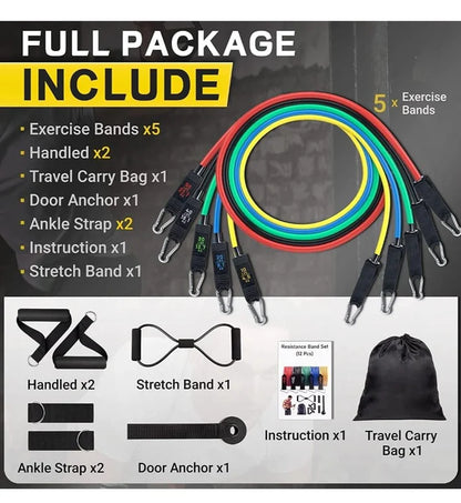 11 Pcs Resistance Band Set For Men & Women